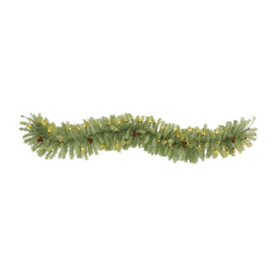 Nearly Natural 6ft. Christmas Pine Artificial Garland With 50 Warm White Led Lights And Pine Cones Pre-Lit Indoor Christmas Garland