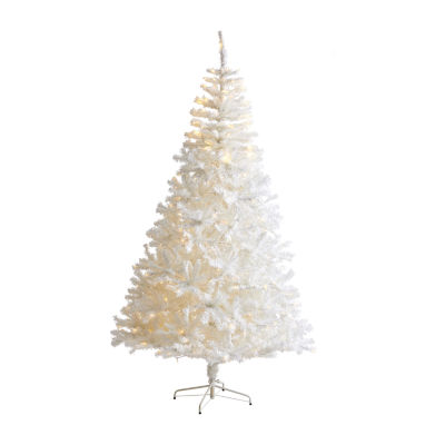 Nearly Natural 8 Foot White Pine With 1500 Bendable Branches And 450 Led Lights Pre-Lit Artificial Christmas Tree