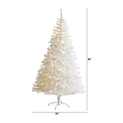 Nearly Natural 8 Foot White Pine With 1500 Bendable Branches And 450 Led Lights Pre-Lit Artificial Christmas Tree