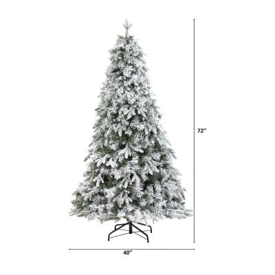 Nearly Natural 6 Foot Flocked Vermont Mixed Pine With 300 Clear Led Lights Pre-Lit Artificial Christmas Tree