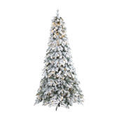 Nearly Natural Inc 5' Flocked Grand Northern Rocky Fir Artificial Christmas  Tree with Warm Micro (Multifunction with Remote Control) LED Lights