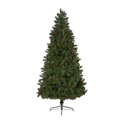 Nearly Natural 7 1/2 Foot Rocky Mountain Spruce With Pinecones And 400 Clear Led Lights Pre-Lit Artificial Christmas Tree