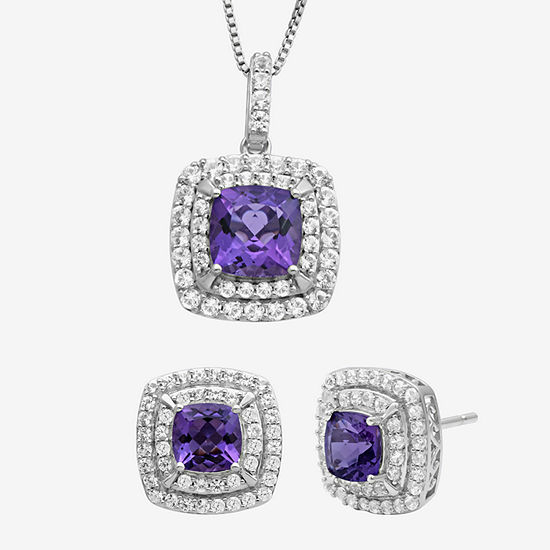 Lab Created Purple Amethyst Sterling Silver Jewelry Set