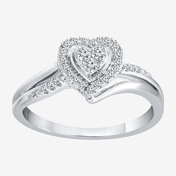 krøllet sammensnøret forbi Promise My Love Womens 1/5 CT. T.W. Genuine White Diamond Sterling Silver  Heart Promise Ring - JCPenney