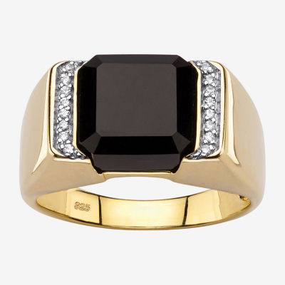 Mens Genuine Black Onyx 18K Gold Over Silver Fashion Ring - JCPenney