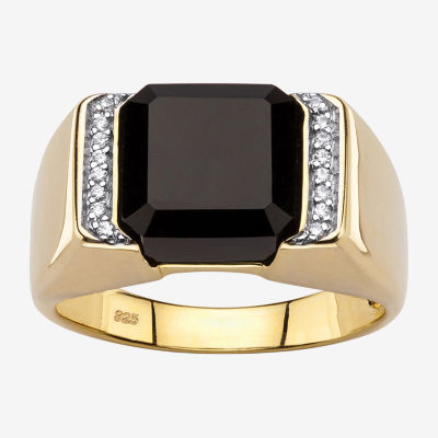 Mens Genuine Black Onyx 18K Gold Over Silver Fashion Ring JCPenney