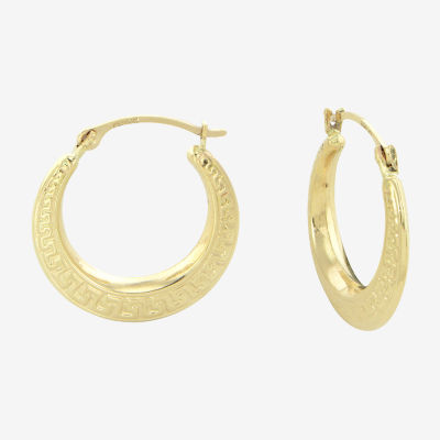 Womens 14K Gold 15mm Round Hoop Earrings