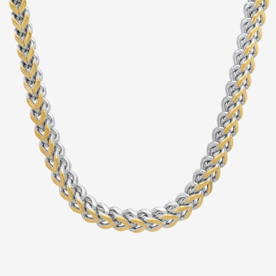 Steeltime 18K Gold Over Stainless Steel 24 Inch Solid Wheat Chain Necklace