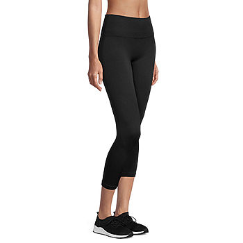 Sports Illustrated Womens Mid Rise Seamless Moisture Wicking 7/8 Ankle  Leggings, Color: Black - JCPenney