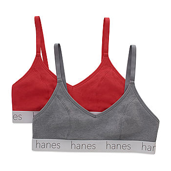 Hanes Women's Originals Triangle Bralette Pack, Breathable Stretch Cotton  Bras, 2-Pack
