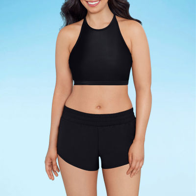 Black midkini swimsuit store top