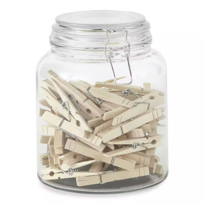 Home Expressions 3pk Glasscorkwood Bathroom Canister, Color: Clear