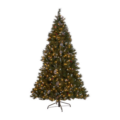 7 Foot Spruce Pre-Lit Christmas Tree - Green Clear Light