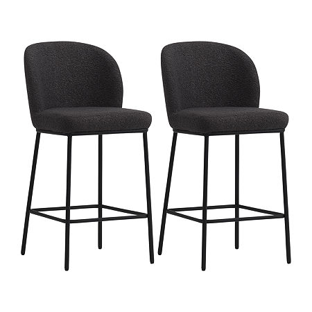 Boucle 2-pc. Counter Height Upholstered Bar Stool, One Size, Gray