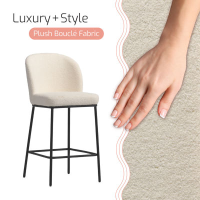 Corliving Boucle 2-pc. Counter Height Upholstered Bar Stool