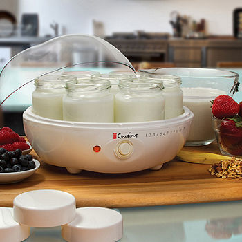 Euro Cuisine Set 8 Glass Jars with Lid Yogurt Maker Model YM80 and
