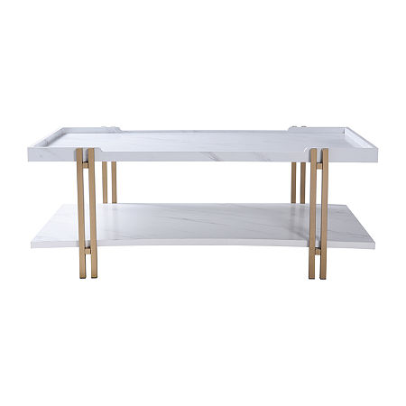 StyleCraft Dann Foley Gold & White Marble Cocktail Table, One Size, Yellow