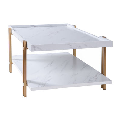 StyleCraft Dann Foley Gold & White Marble Cocktail Table