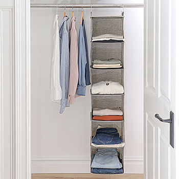 Household Essentials Hanging Closet Organizer, 6 Shelf, Gray