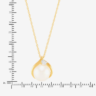 Certified Sofia™ Cultured Freshwater Pearl & Diamond-Accent 10K Gold Pendant Necklace