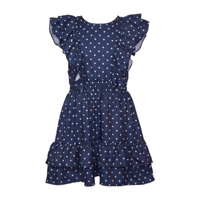 Bonnie Jean Big Girls Short Sleeve Ruffled Sleeve Fit + Flare Dress