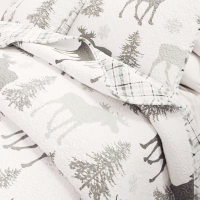 Linery Moose Trees Reversible Quilt Set