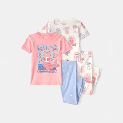 Carter's Toddler Girls Round Neck Short Sleeve 4-pc. Pajama Sets