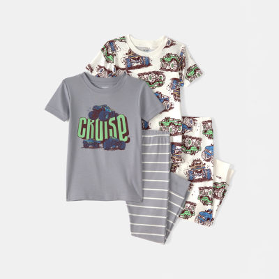 Carter's Toddler Boys Round Neck Short Sleeve 4-pc. Pajama Set