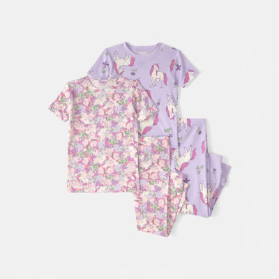 Carter's Toddler Girls Round Neck Short Sleeve 4-pc. Pajama Set
