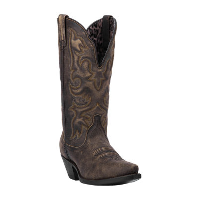 Laredo Womens Access Wide Calf Block Heel Cowboy Boots, Color Blacktan