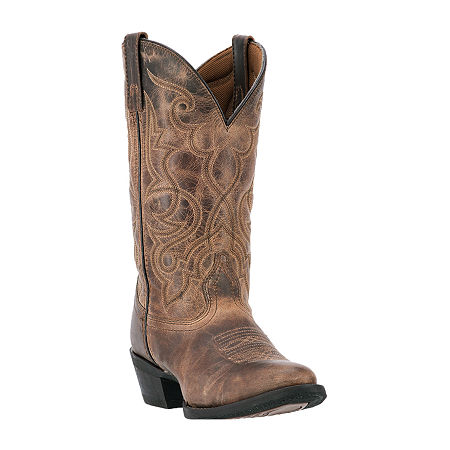 Laredo Womens Maddie Block Heel Cowboy Boots, 10 Wide, Brown