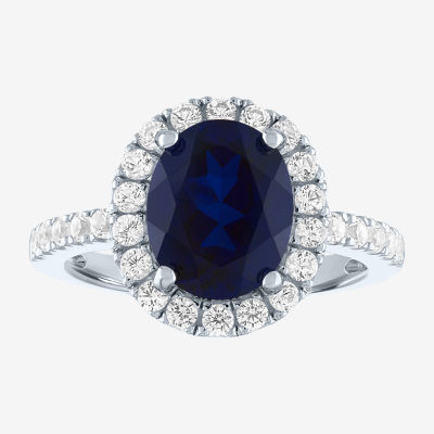 Womens Lab Created Blue Sapphire Sterling Silver Cocktail Ring
