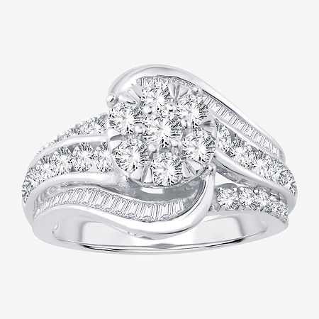 Womens 2 CT. T.W. Natural White Diamond 10K White Gold Round Engagement Ring, 6, White