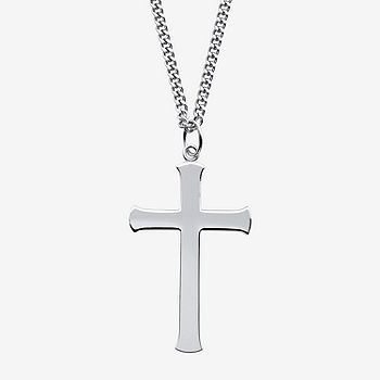 Mens Sterling Silver Cross Pendant Necklace - JCPenney
