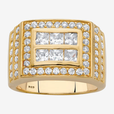 Mens 1 5/8 CT. T.W. White Cubic Zirconia 18K Gold Over Silver Fashion Ring