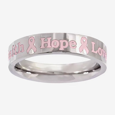 Sparkle Allure Breast Cancer Awareness Womens 5MM Stainless Steel Band