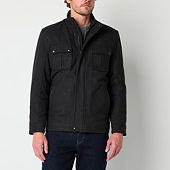 Pig Leather Bomber Jacket-JCPenney, Color: Black Pig Leather Bomber Jacket-JCPenney, Color: Black