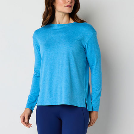 Xersion Womens Crew Neck Long Sleeve Tunic Top, Petite X-small, Blue