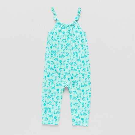 Okie Dokie Baby Girls Sleeveless Jumpsuit, 6 Months, Blue