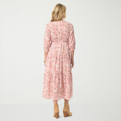 JS Jessica Simpson Womens 3/4 Sleeve Paisley A-Line Dress