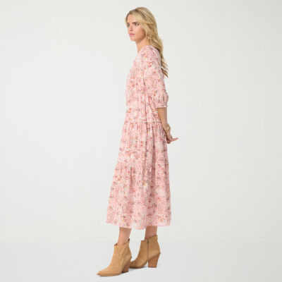 JS Jessica Simpson Womens 3/4 Sleeve Paisley A-Line Dress