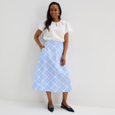 Liz Claiborne Womens Mid Rise Midi Full Skirt