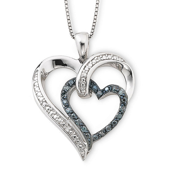 1/10 CT. T.W. Color-Enhanced Blue Diamond Heart Pendant Necklace - JCPenney