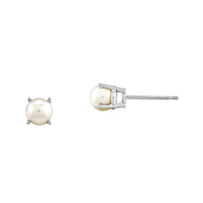 Cultured Freshwater Pearl 14K White Gold Stud Earrings