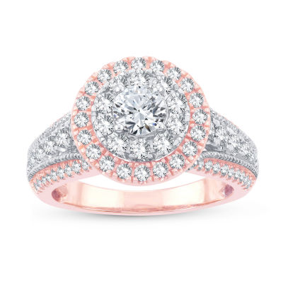 Womens 1 1/2 CT. T.W. Natural White Diamond 10K Gold 10K Rose Gold Round Engagement Ring