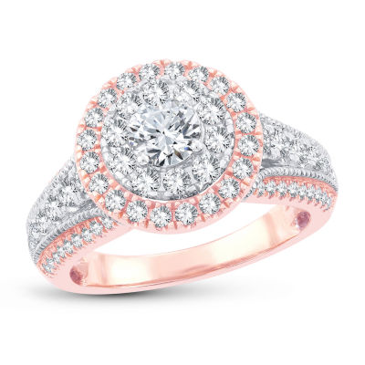 Womens 1 1/2 CT. T.W. Natural White Diamond 10K Gold 10K Rose Gold Round Engagement Ring