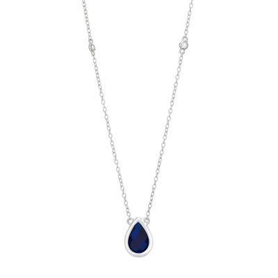 Womens Lab Created Blue Sapphire Sterling Silver 18 Inch Pendant Necklace