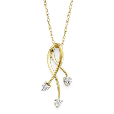 Diamond-Accent 10K Yellow Gold Floral Spray Pendant Necklace - JCPenney
