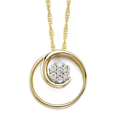 Diamond Blossom 1/6 CT.T.W. Natural Diamond 10K Yellow Gold Swirl Pendant Necklace