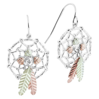 Black Hills Gold Sterling Silver Dream Catcher Drop Earrings